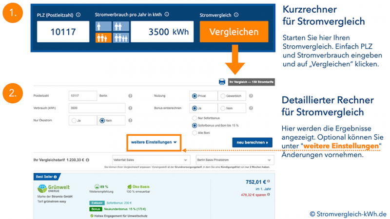 Stromrechner für Stromvergleich 2022 | Stromtarif + Strompreis berechnen